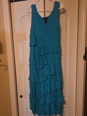 Grace Elements Teal Tiered Ruffle Maxi Dress